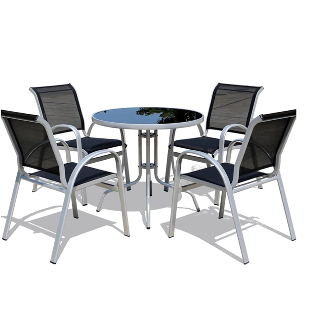 GARDEN FURNITURE SETS: BERMUDA OUTDOOR TABLE AND 4 CHAIRS SET WITH